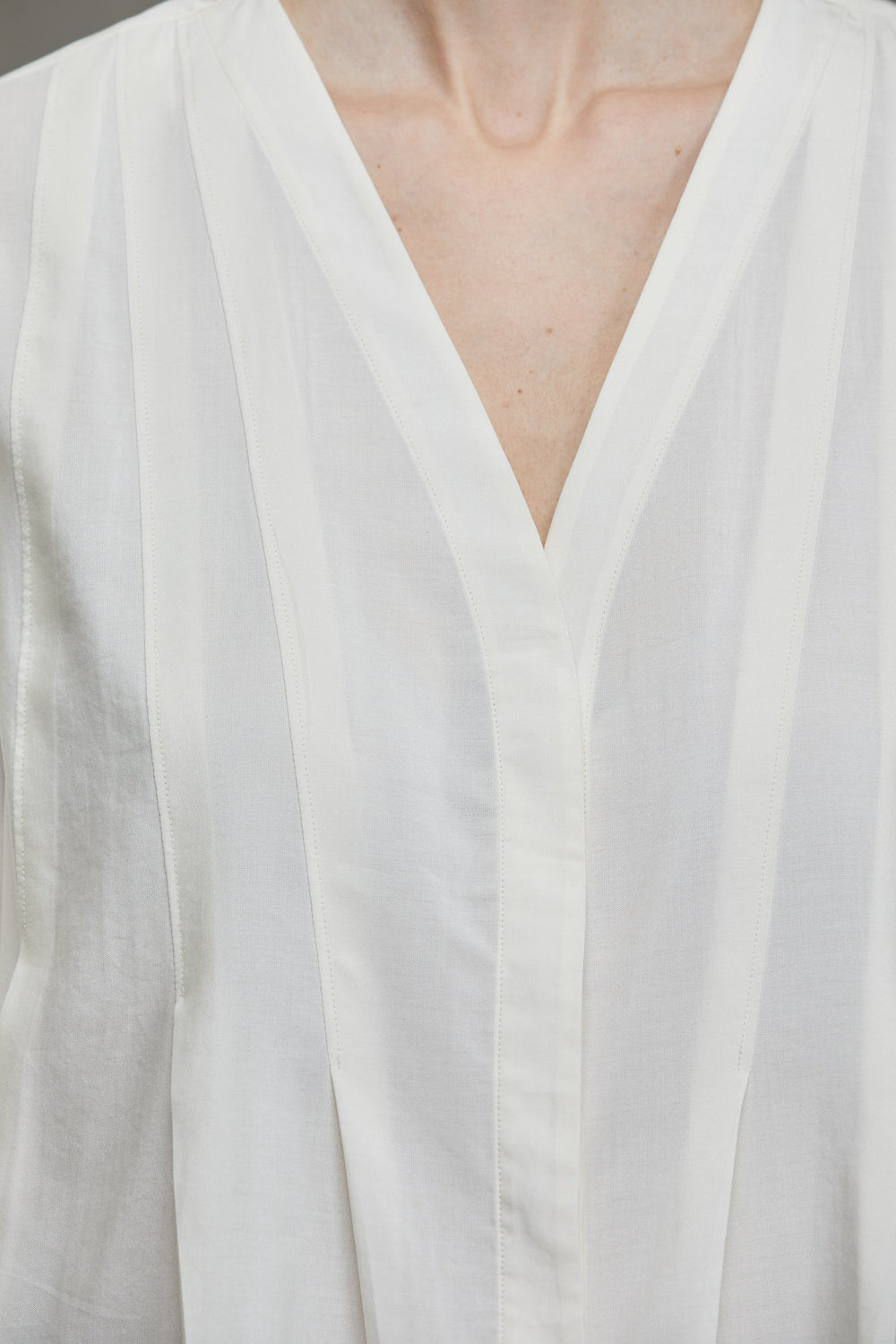 Pleated Long Shirt Antique White