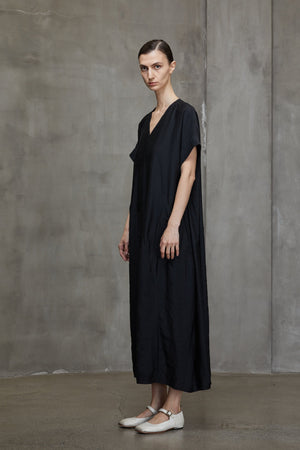 Deconstructed V Neck Dress Black