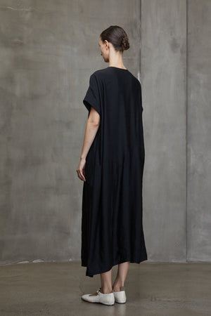 Deconstructed V Neck Dress Black