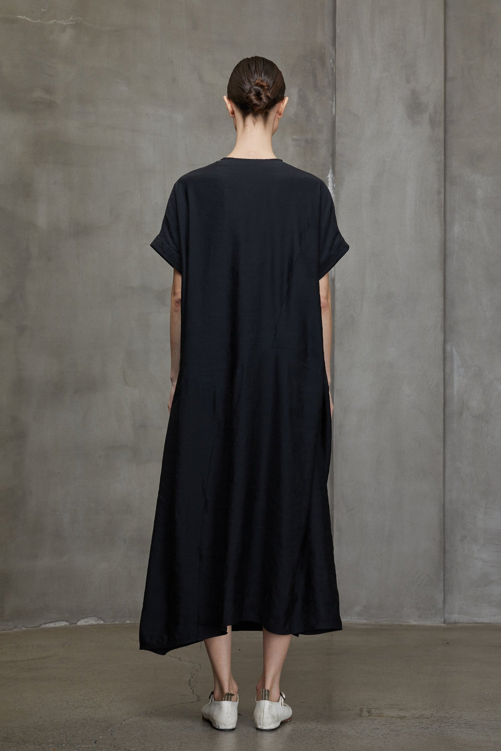 Deconstructed V Neck Dress Black