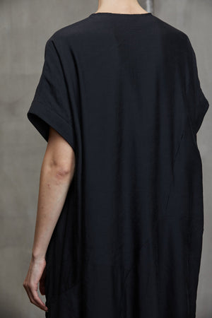 Deconstructed V Neck Dress Black