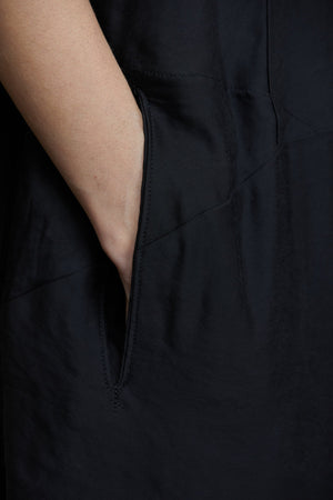 Deconstructed V Neck Dress Black