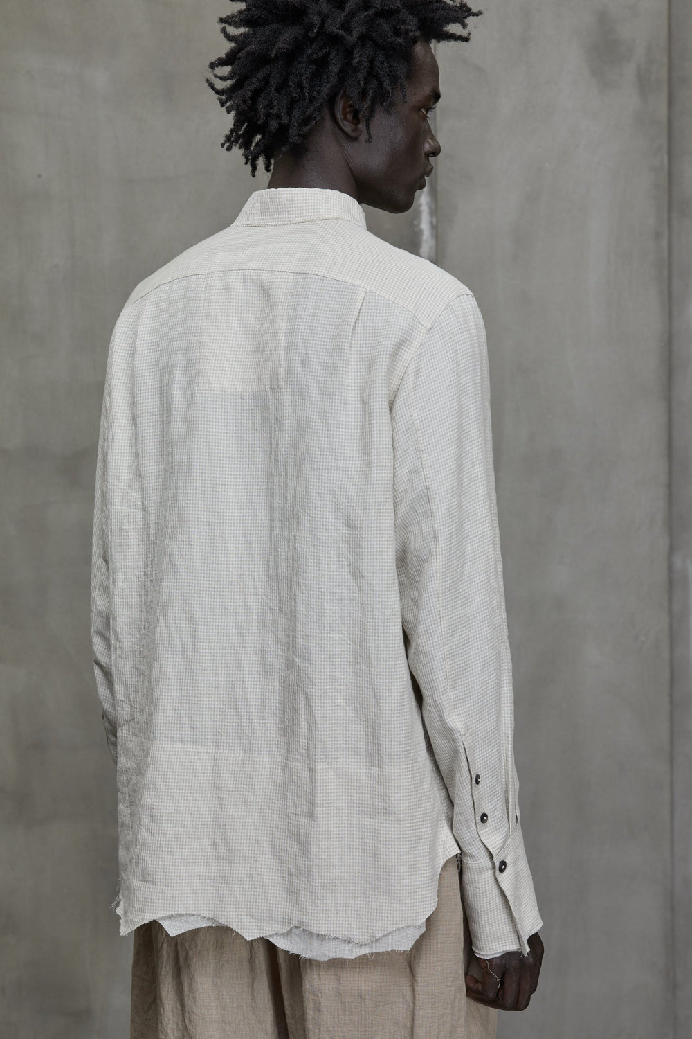 Distressed Slim Shirt Antique White