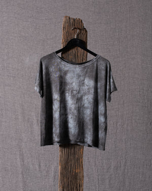 Shade Effect Linen Boxy Tee Shirt - Nero