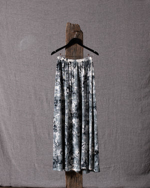 Camouflage Effect Long Linen Skirt - Nero