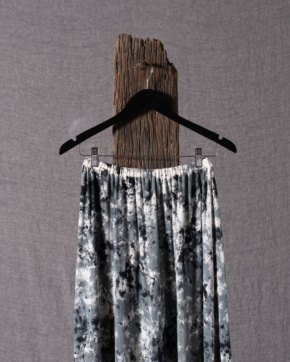 Camouflage Effect Long Linen Skirt - Nero