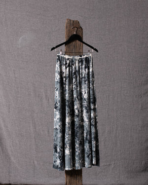 Camouflage Effect Long Linen Skirt - Nero