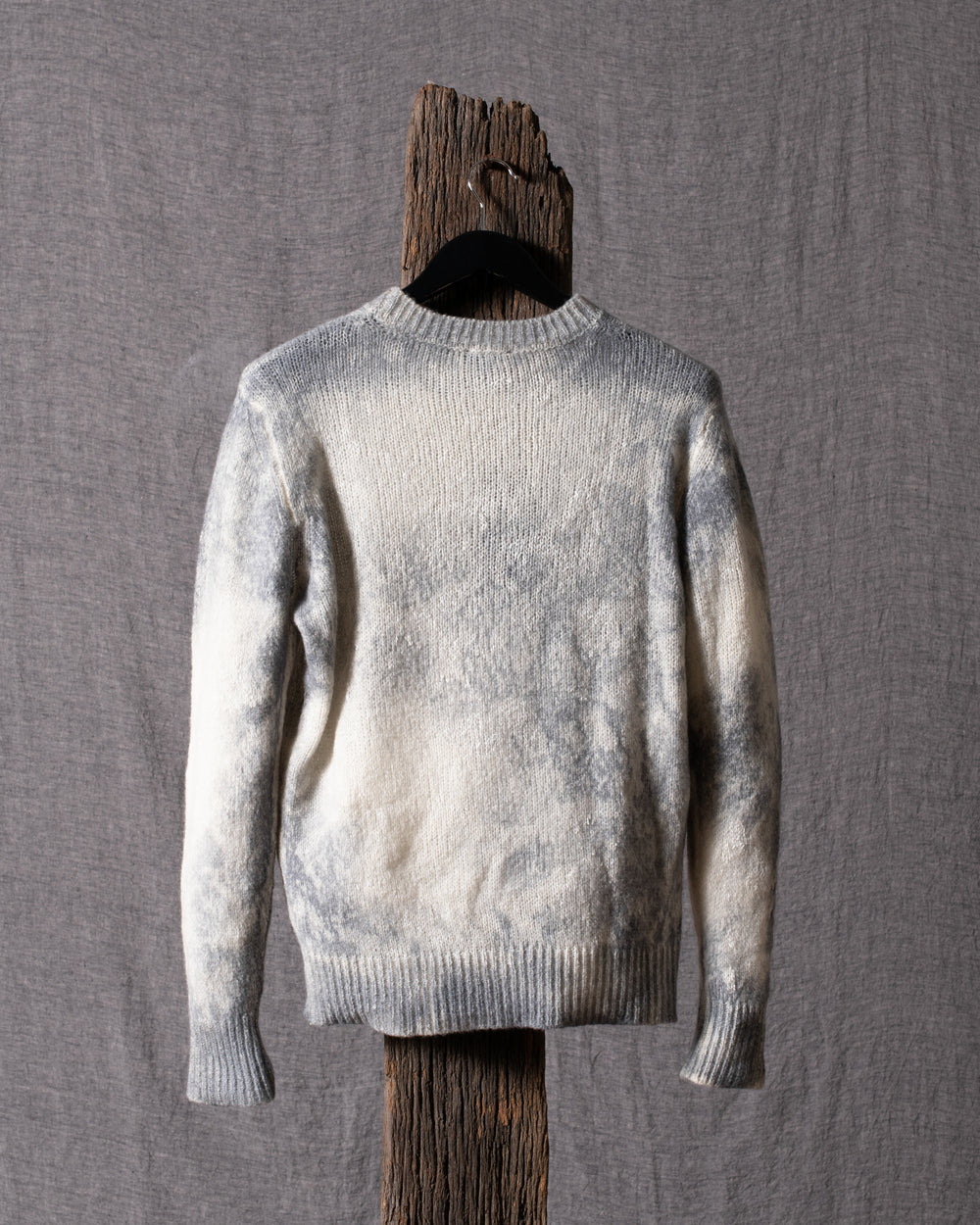 Man Marbled Effect Brushed Cashmere Silk Pullover Ghiaccio