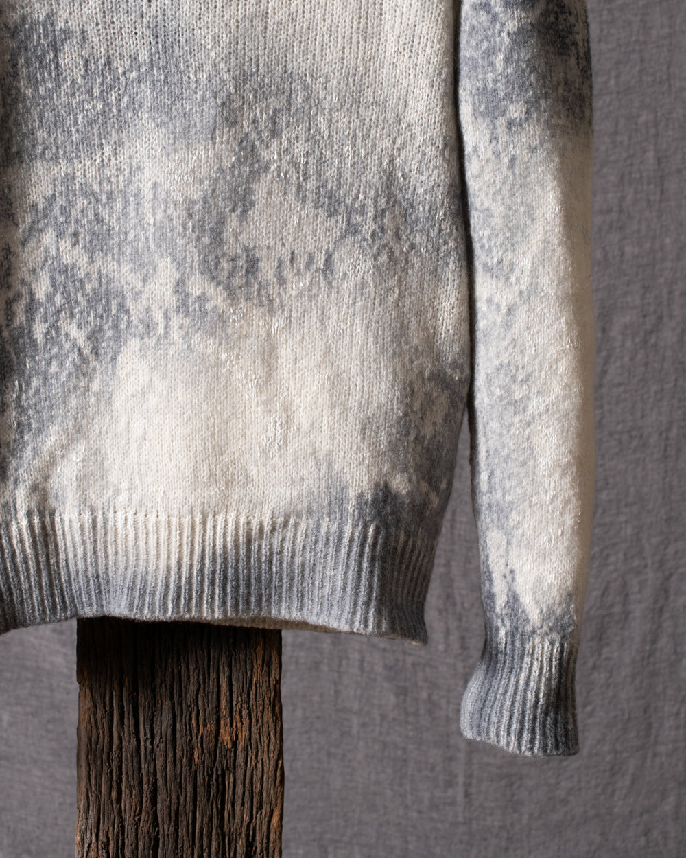 Man Marbled Effect Brushed Cashmere Silk Pullover Ghiaccio