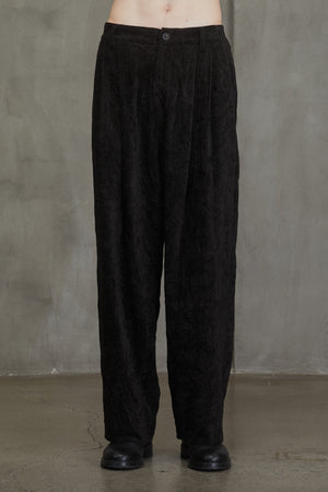 Velvet Front Pleats Trousers