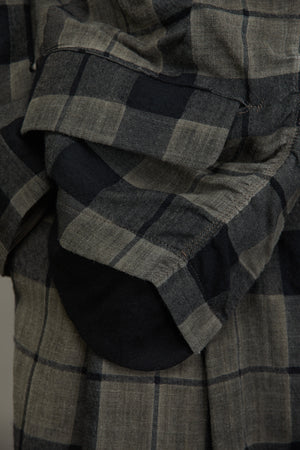 Plaid Raw Edge Shoulders Three Button Jacket