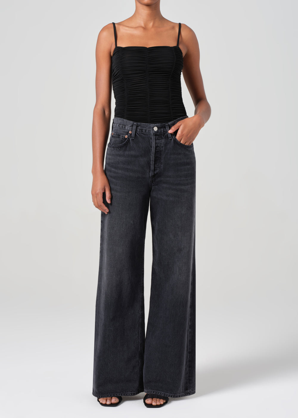 Dame Jean High Rise Wide Leg No Cuff in Hitch