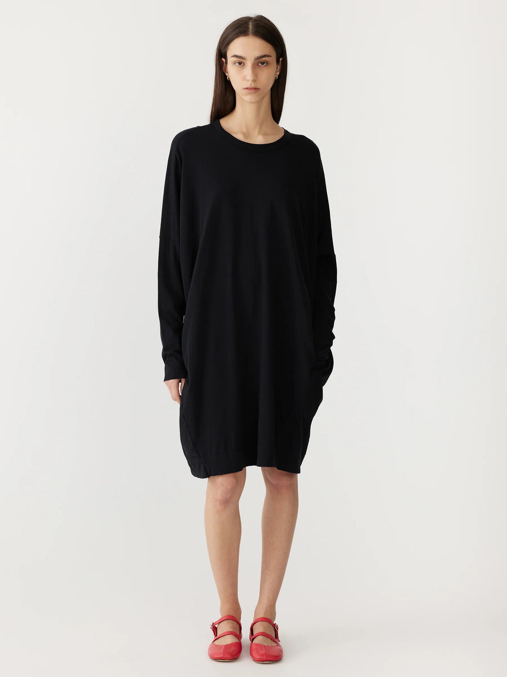 Circle Dress Jersey LS Black