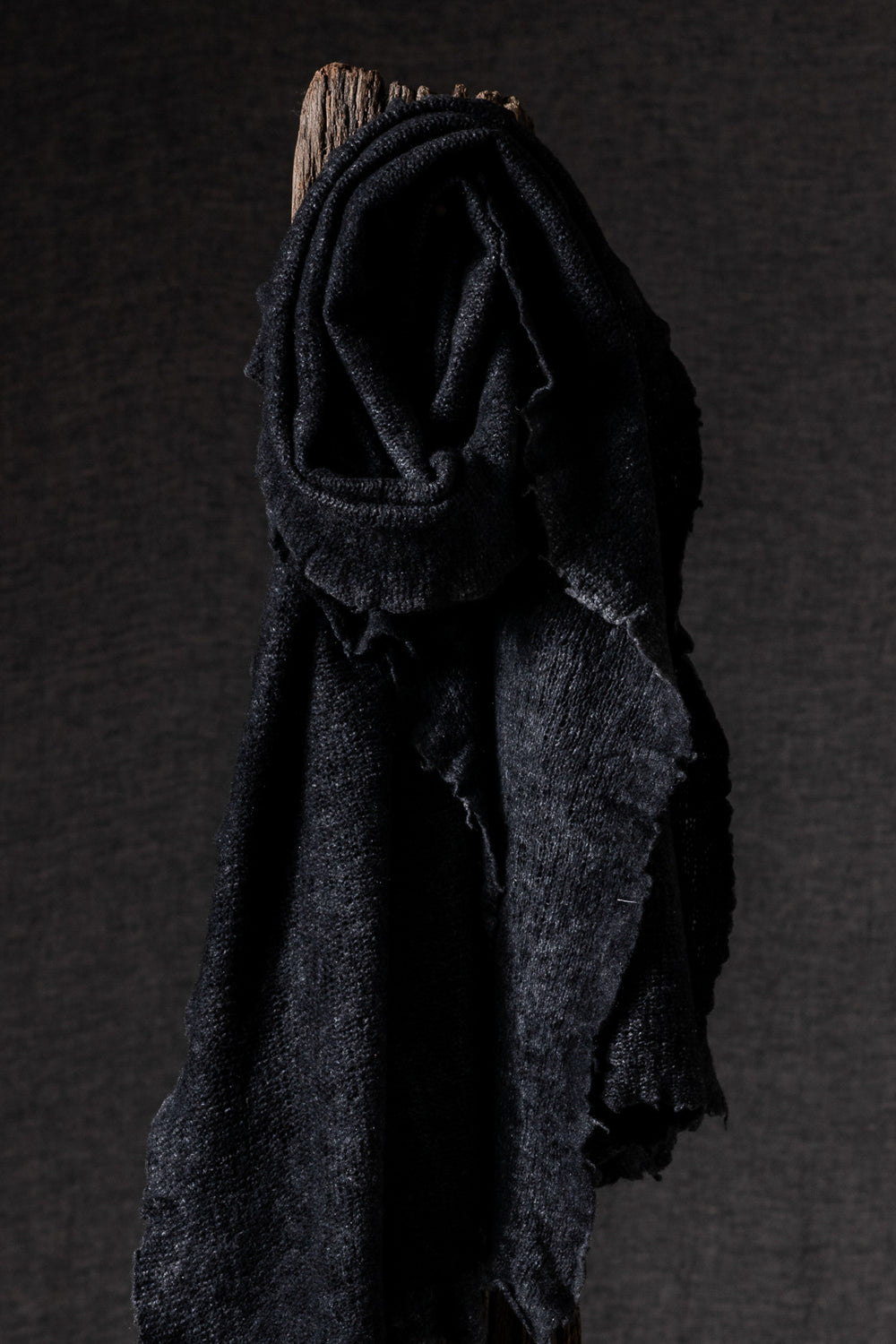 Unisex Merino Cashmere Distressed Scarf N/Nero