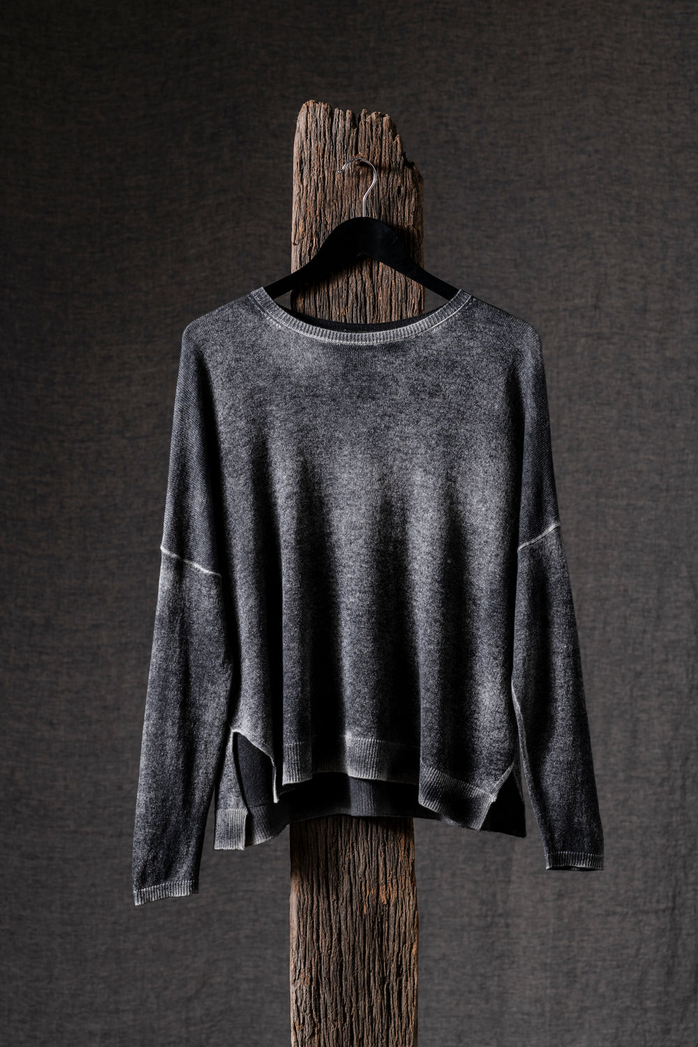 Woman Boat Neck Oversized Pullover with Slits Cashmere Husky