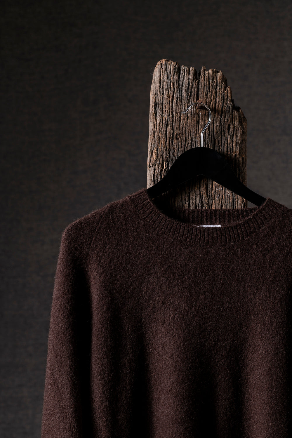 Man Carded Round Neck Long Raglan Pullover Chocolato