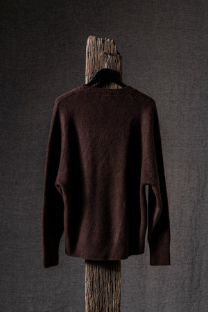 Man Carded Round Neck Long Raglan Pullover Chocolato