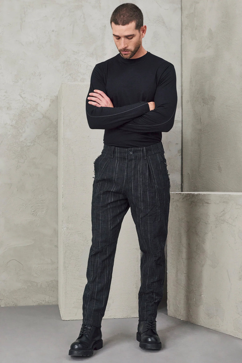 Pinstripe Trousers Charcoal CFUTRVN230-U312