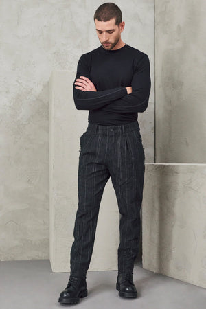 Pinstripe Trousers Charcoal CFUTRVN230-U312