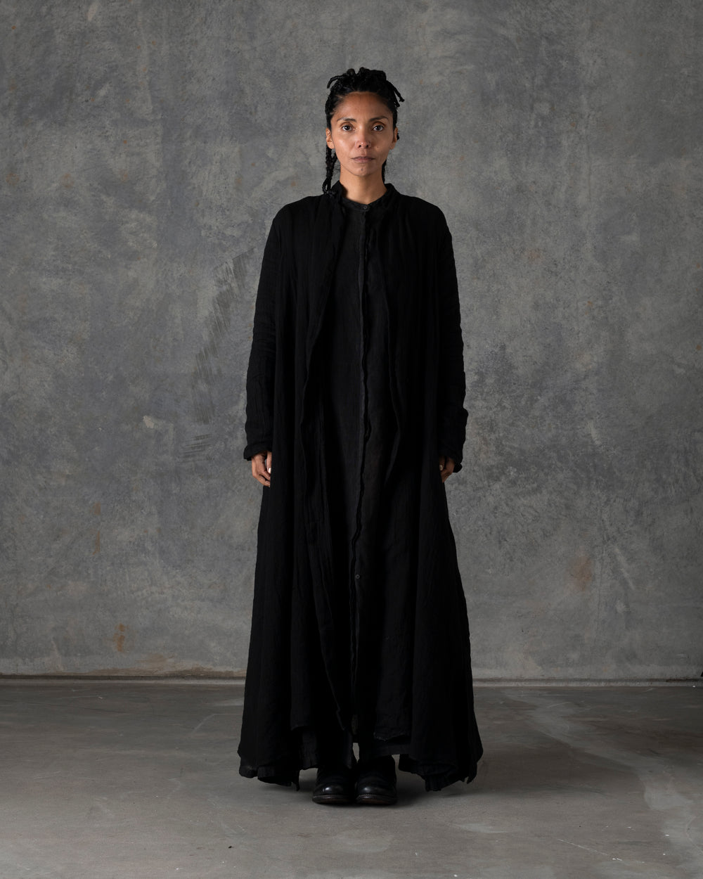 Unlined Long Duster Black T-200