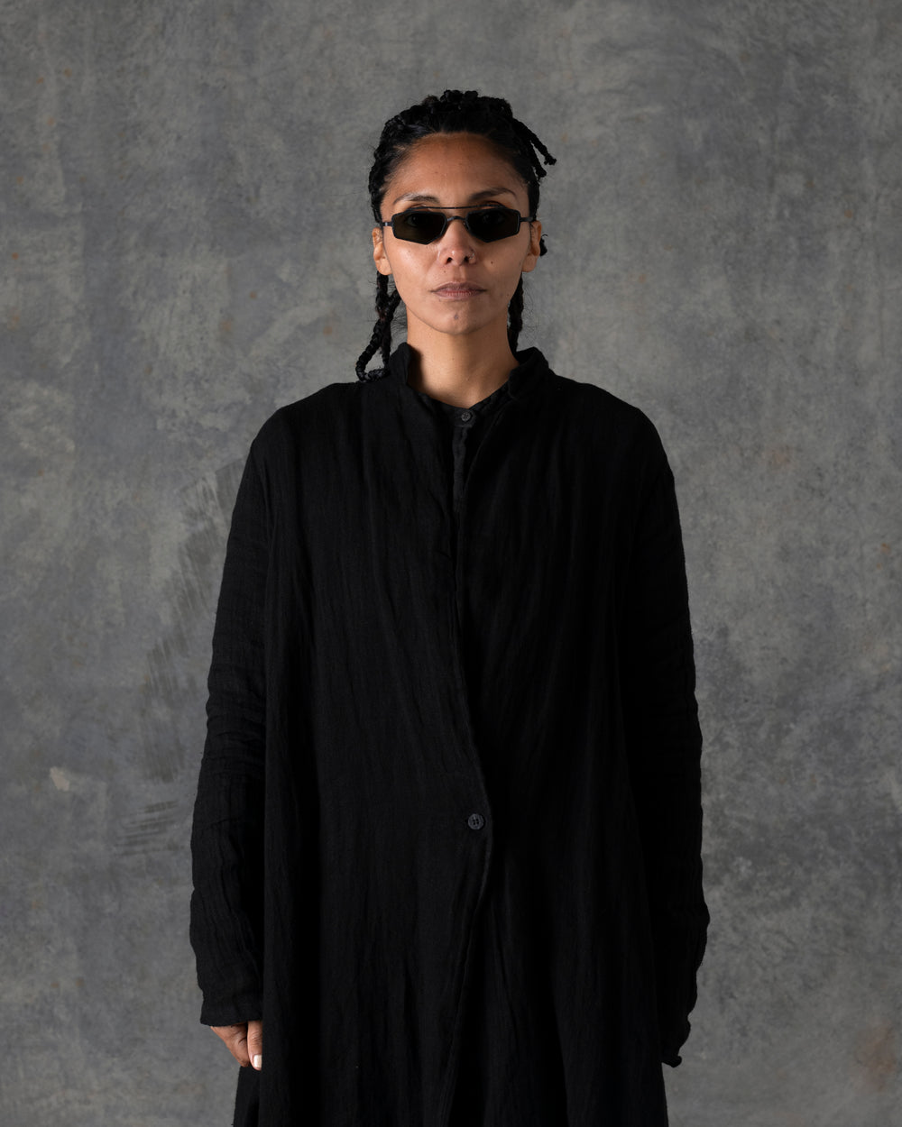 Unlined Long Duster Black T-200