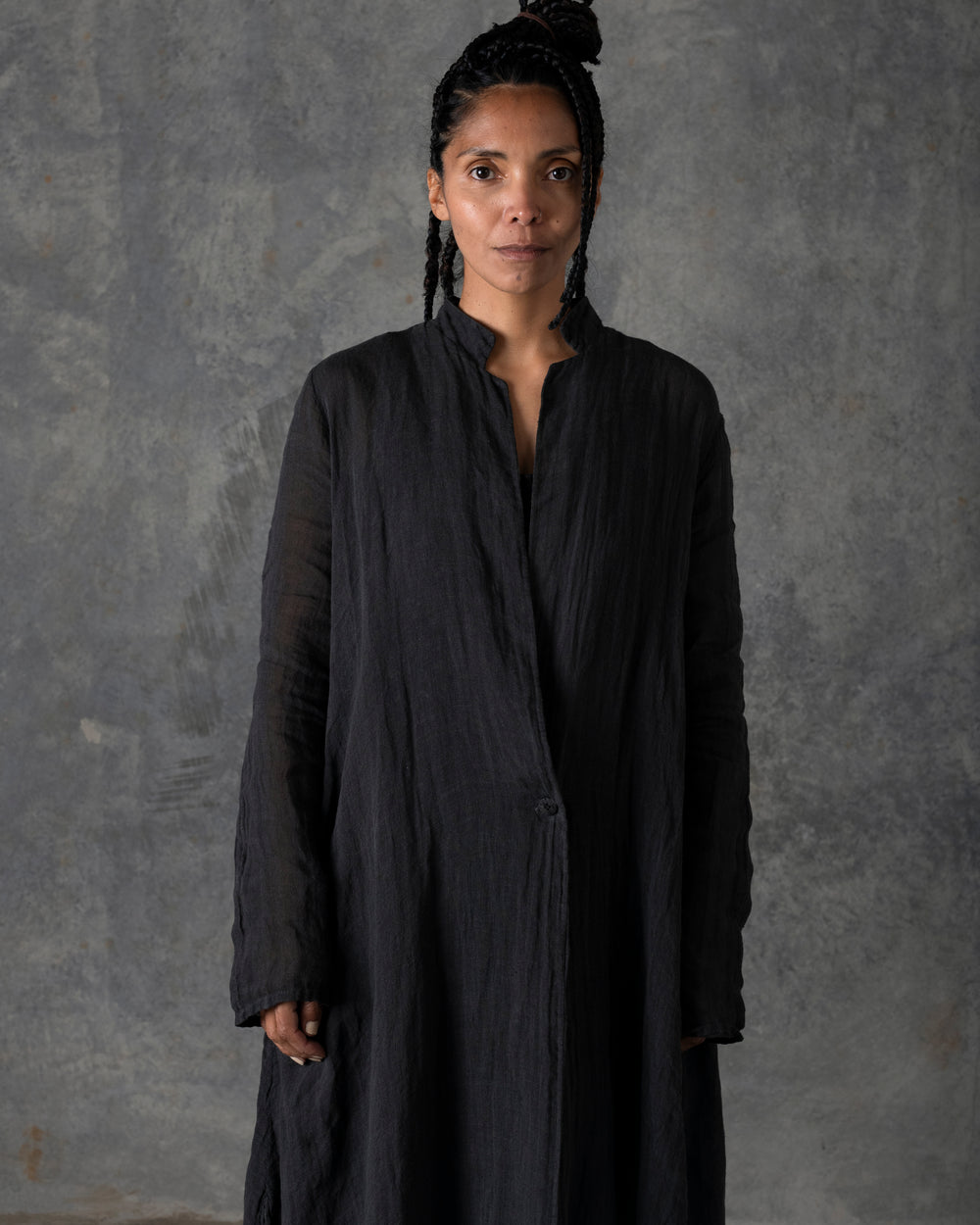 Unlined Long Duster Dark Grey T-200