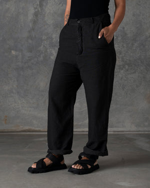 Large Fit Pant Button Closure Carbon T-103