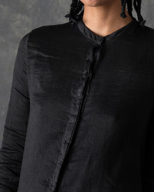 Mandarin Collar Silk Shirt Carbon T-207