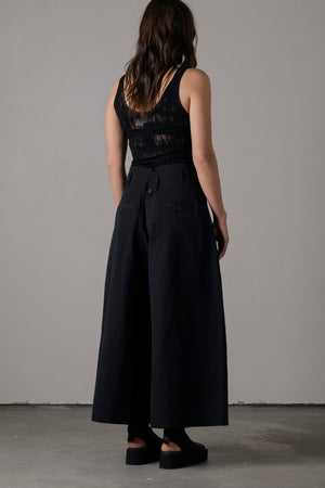 Cotton Linen High Waist Pants Black