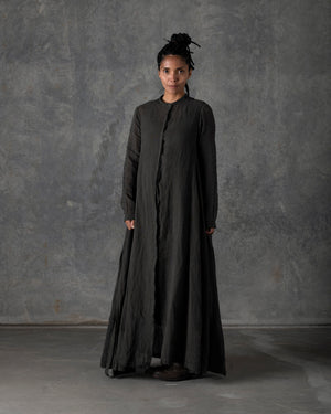 Long Shirt Dress Dark Grey / Brown T-200