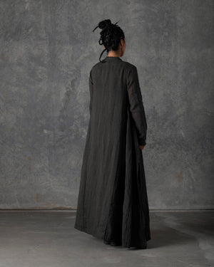 Long Shirt Dress Dark Grey / Brown T-200