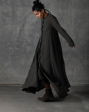 Long Shirt Dress Dark Grey / Brown T-200