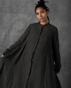 Long Shirt Dress Dark Grey / Brown T-200