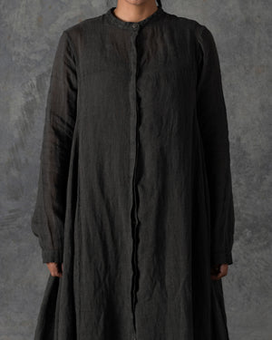 Long Shirt Dress Dark Grey / Brown T-200