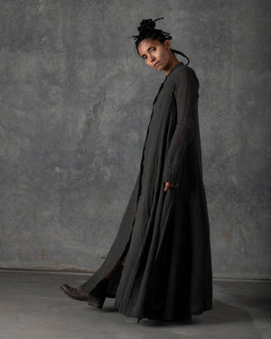 Long Shirt Dress Dark Grey / Brown T-200