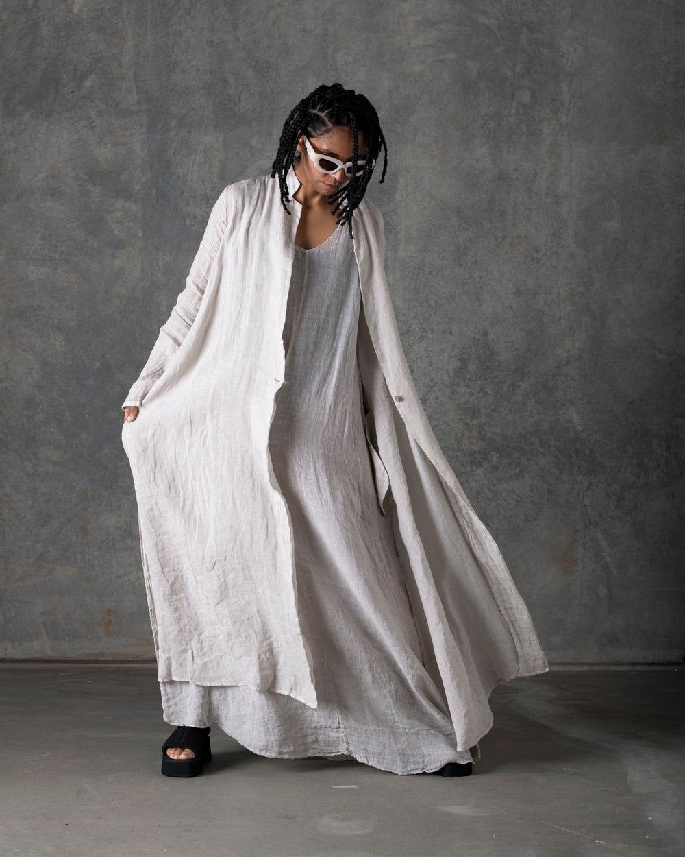 Unlined Long Duster Off White T-200