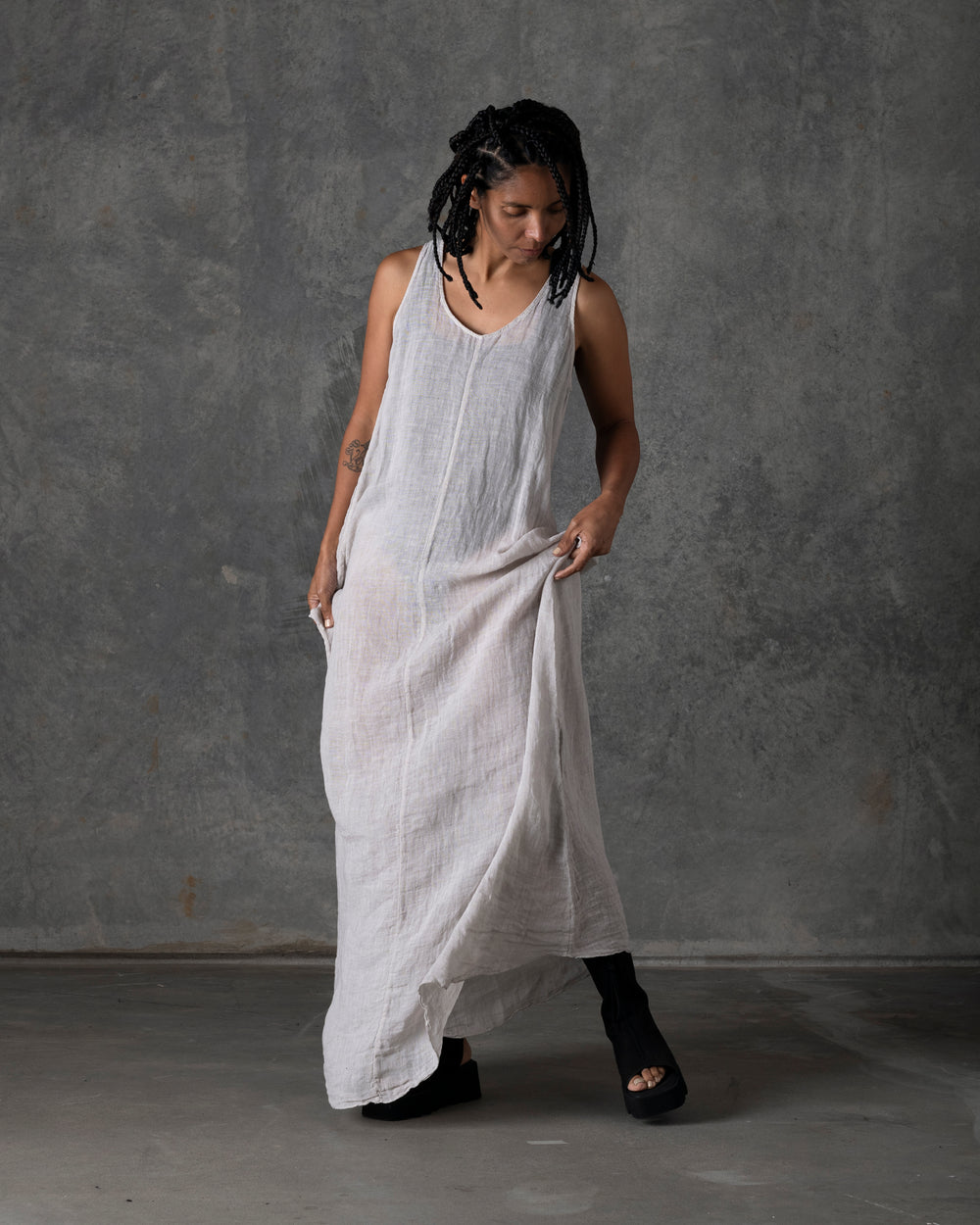 Long Tank Dress Off White T-200