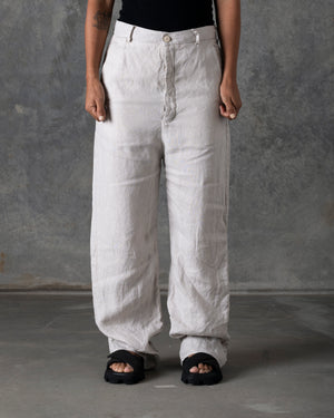 Over Fit Pant Button Closure Off White T-106