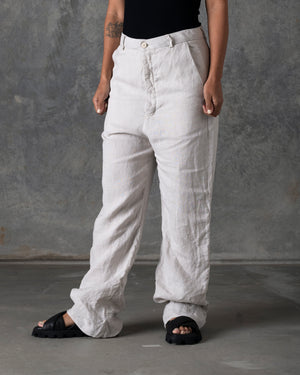 Over Fit Pant Button Closure Off White T-106