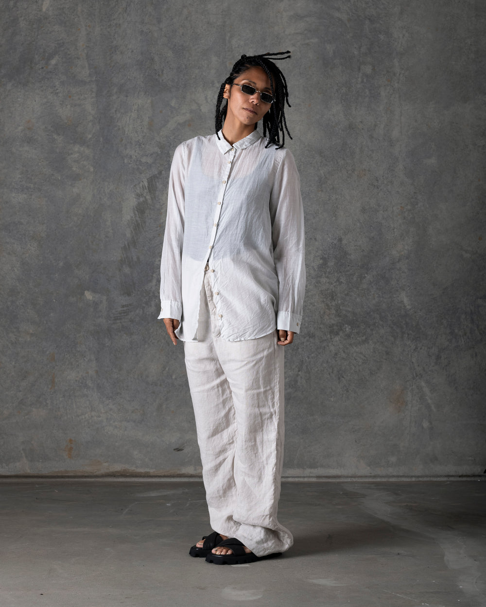 Silk Cotton Collar Shirt Off White T-205