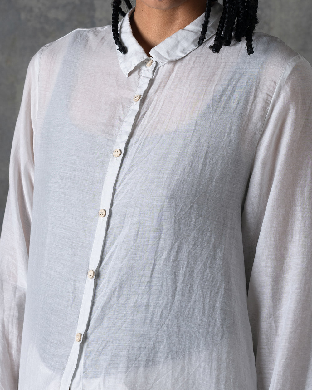 Silk Cotton Collar Shirt Off White T-205