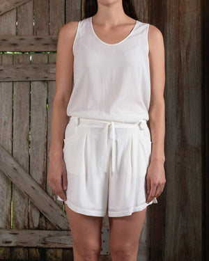 Tank Stretch Silk Crepe White