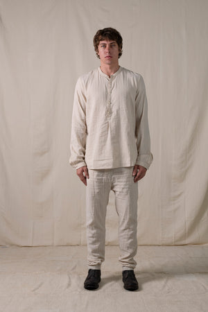 Front Panel Pants Cotton Linen Sand