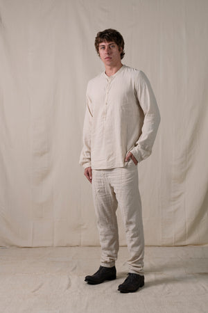 Front Panel Pants Cotton Linen Sand