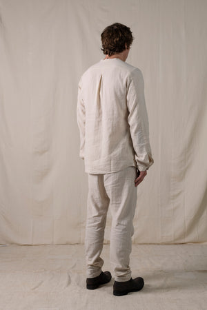 Front Panel Pants Cotton Linen Sand