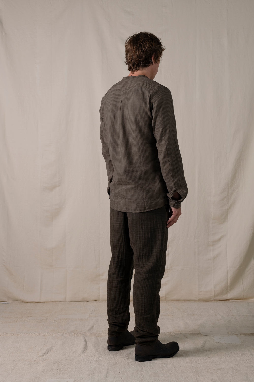 Front Panel Pants Cotton Brown