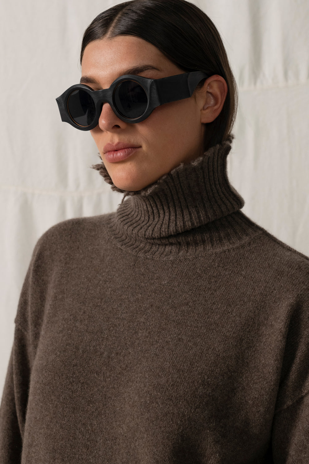 High Neck Top Wool Coffee