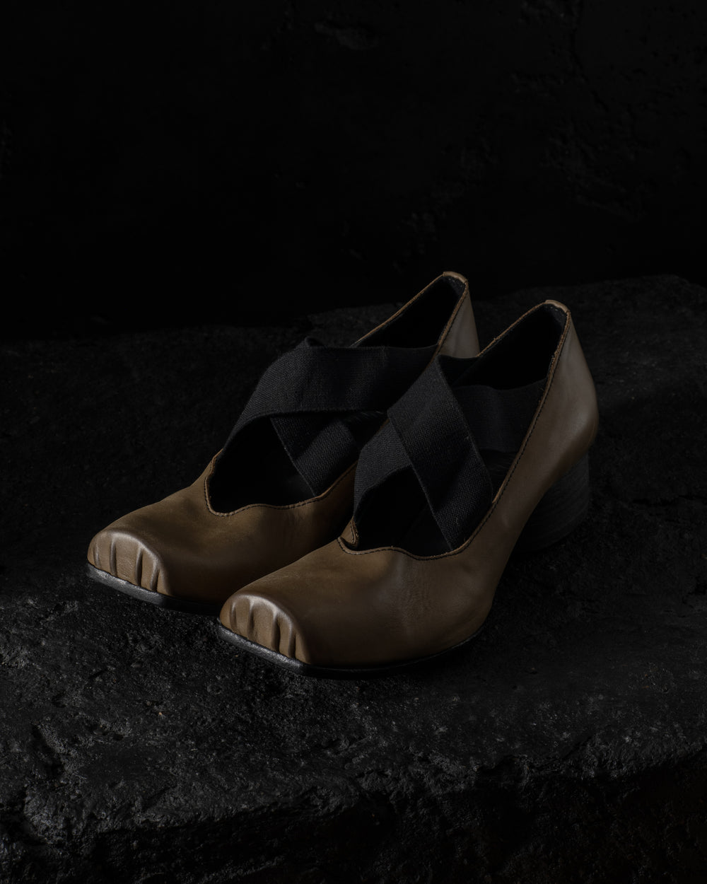 High Ballet Shoes Dark Olive / Black