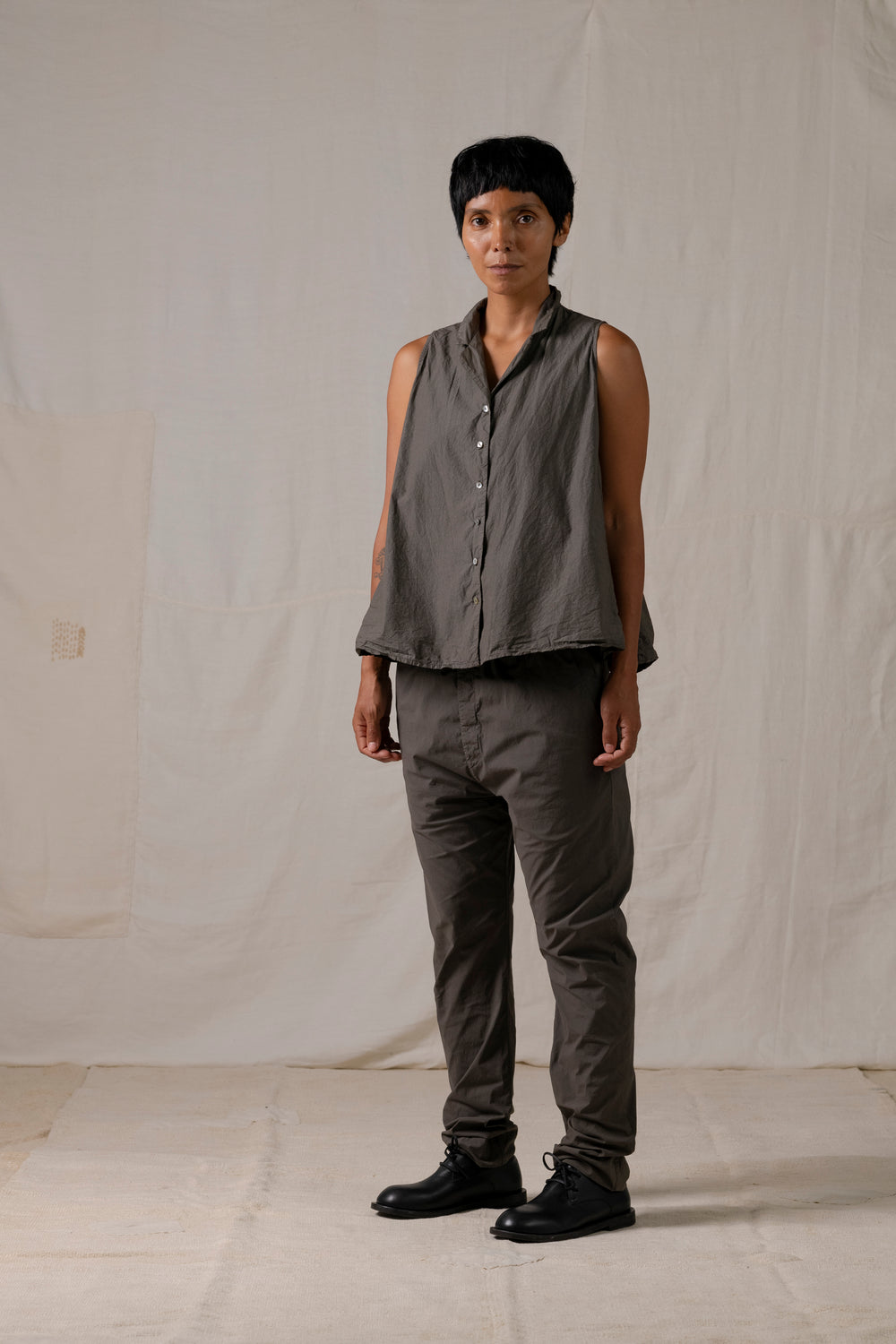 Sleeveless Collar Shirt TC Antracite