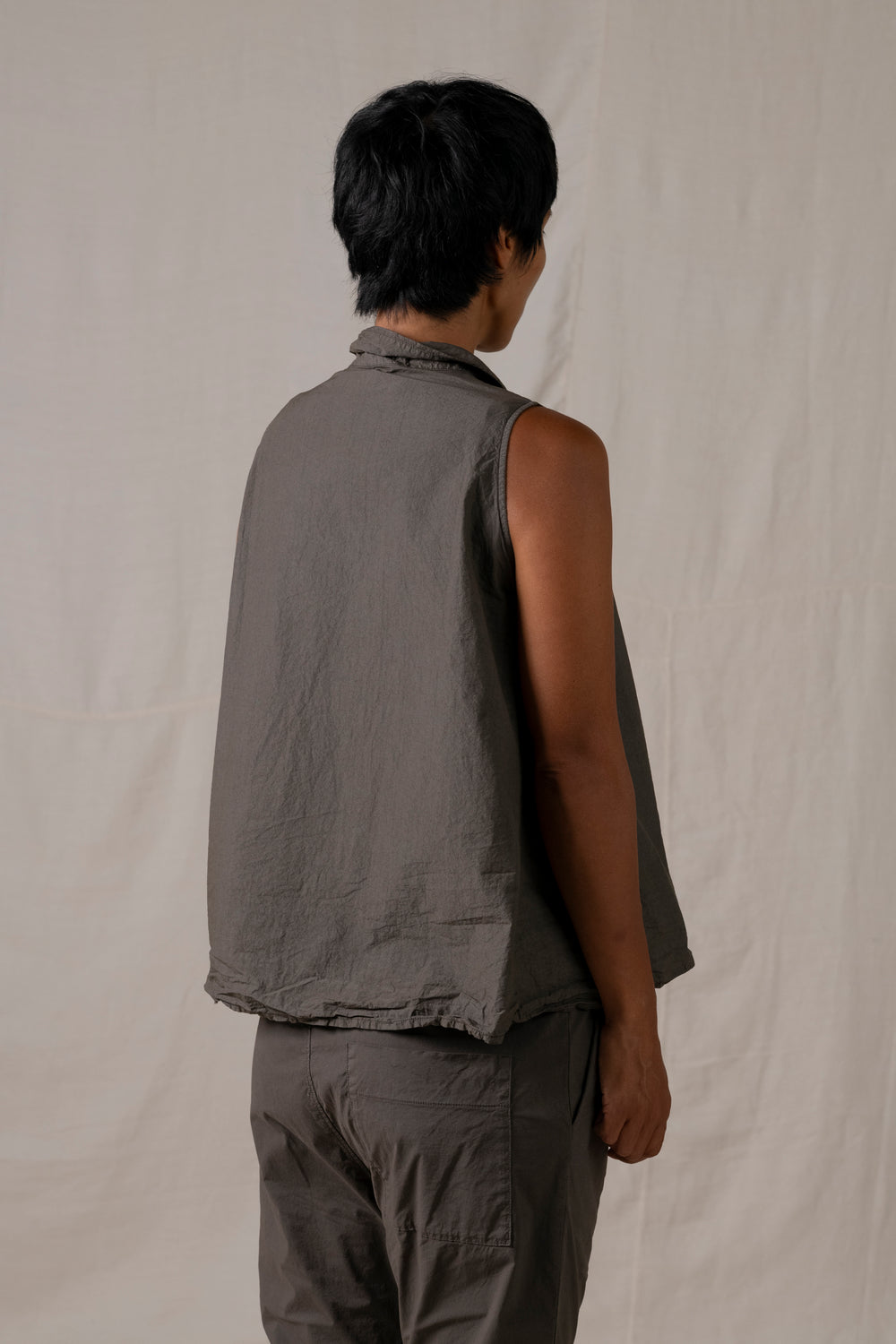 Sleeveless Collar Shirt TC Antracite